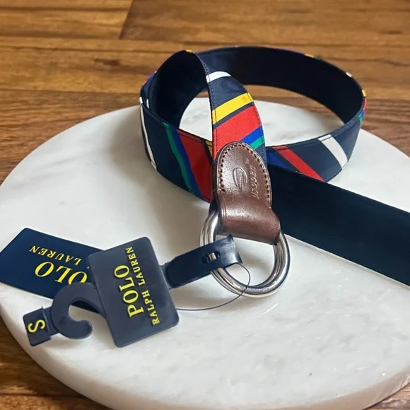 Polo by Ralph Lauren ~Men’s Size Small ~ USA Striped Multicolor Tennis Belt ~New Belts